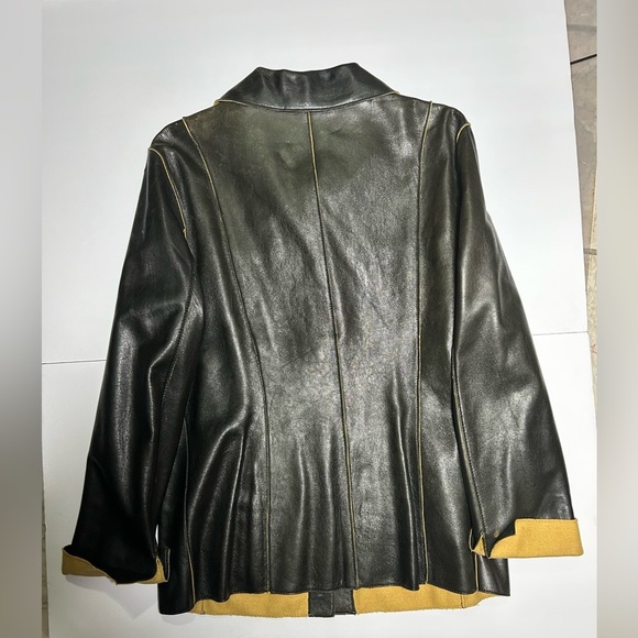 Bernardo Vintage Black Leather Jacket with Gold Accents - Picture 2 of 7